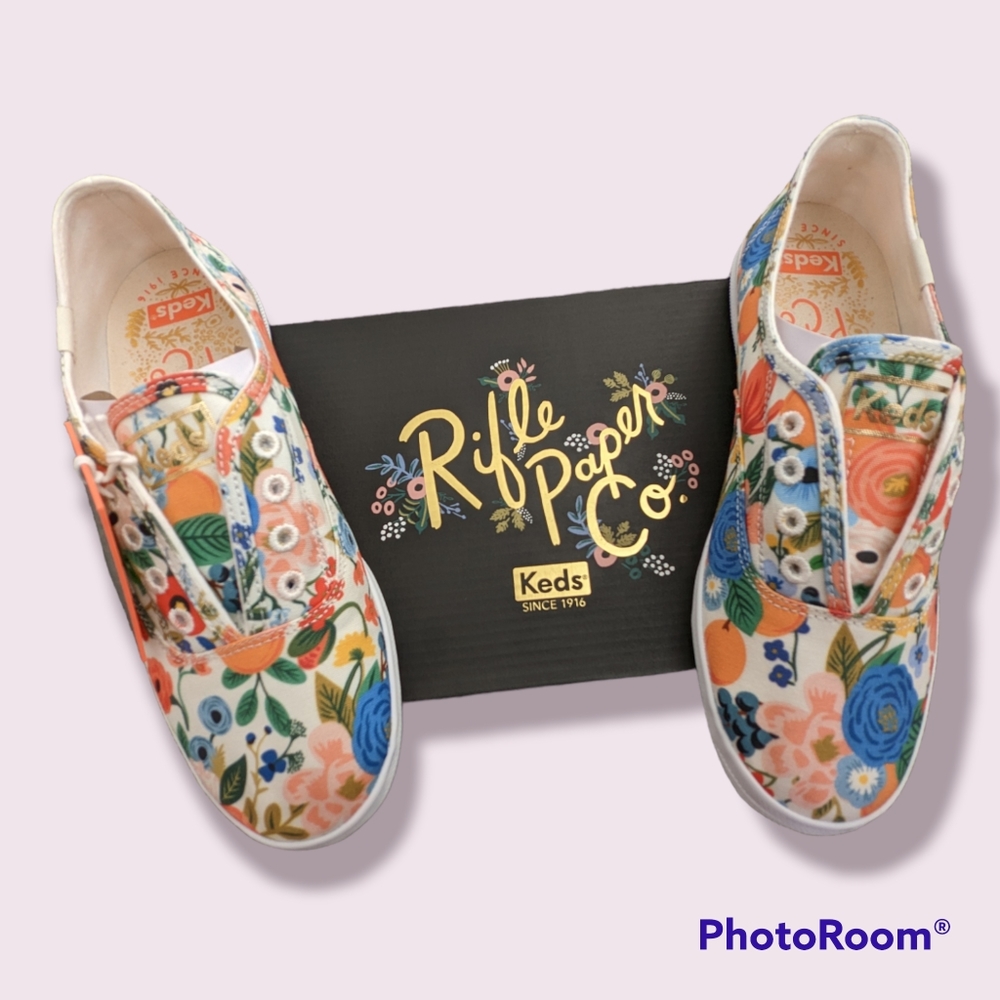 Keds X Rifle paper co. Citrus Garden party chillax slip-ons